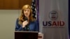 (FILE) USAID Administrator Samantha Power, speaks during a media conference in Colombo, Sri Lanka, Sunday, Sept. 11, 2022.