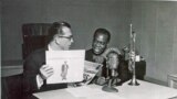 Louis Armstrong (Satchmo) in Willis Conover's studio