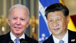 合成资料照片：美国总统乔·拜登(左)与中国国家主席习近平。