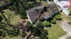 An aerial picture taken on Sept. 28, 2024, shows storm damage in the aftermath of Hurricane Helene in Valdosta, Georgia. 