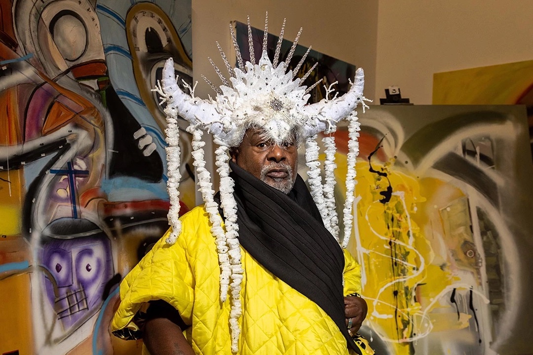 George Clinton in art studio