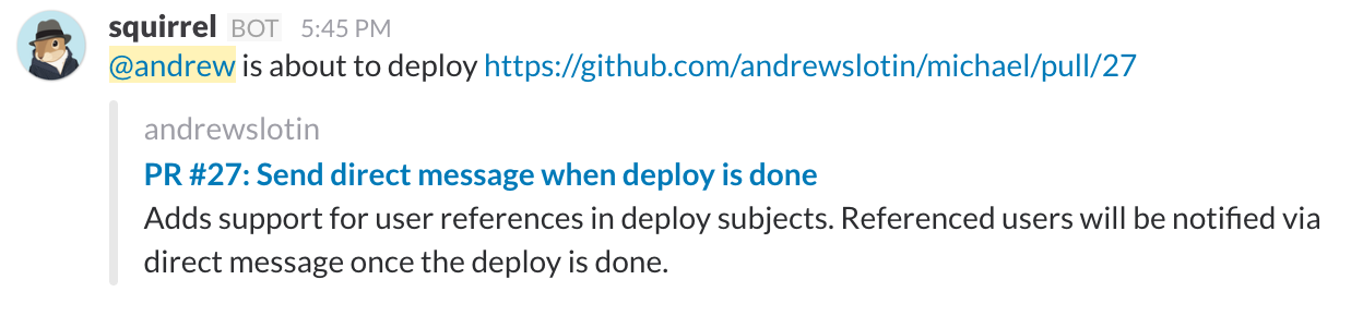 Deploy announcement