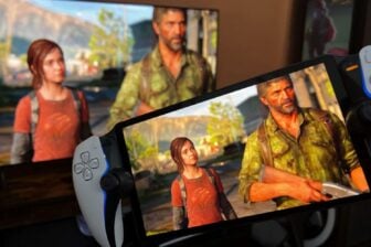 Playstation Portal in front of TV showing Last Of Us Part 1