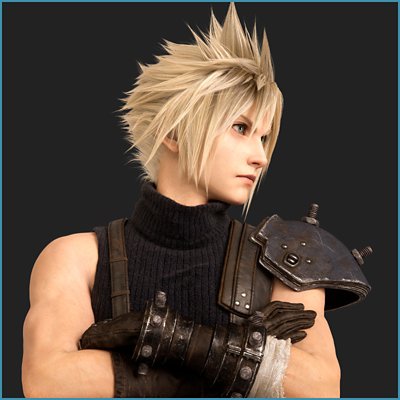 Final Fantasy VII Rebirth – hovedillustrasjon av Cloud Strife.