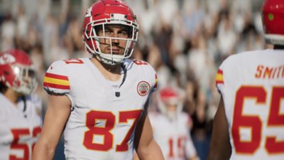 Captura de pantalla de Madden NFL 25 que muestra a Travis Kelce, el ala cerrada del equipo de Kansas City Chiefs