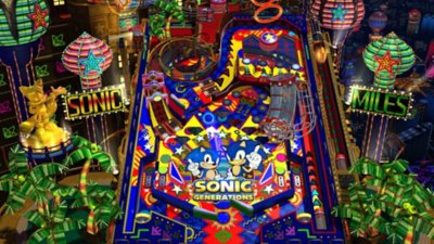 Sonic X Shadow Generations screenshot showing a Sonic-themed pinball table