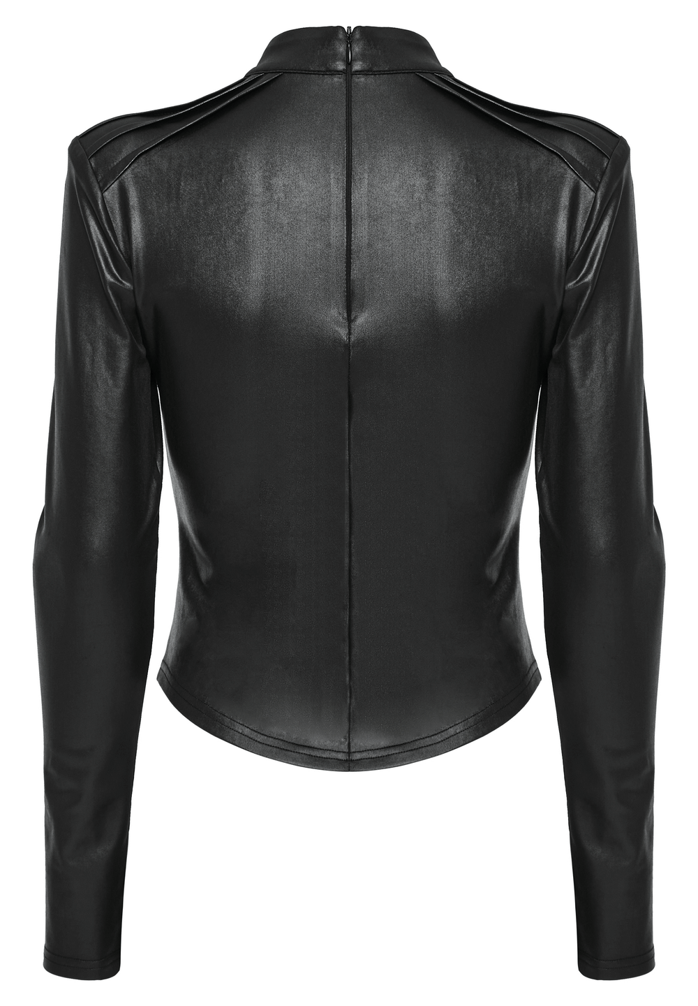 Black V-Neck Long Sleeved Top With Shoulder Pads