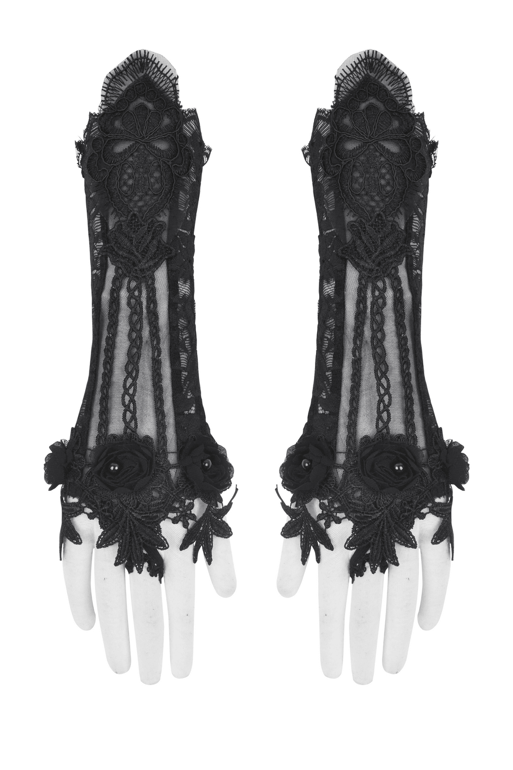 Elegant Black Lace Elbow-Length Evening Gloves