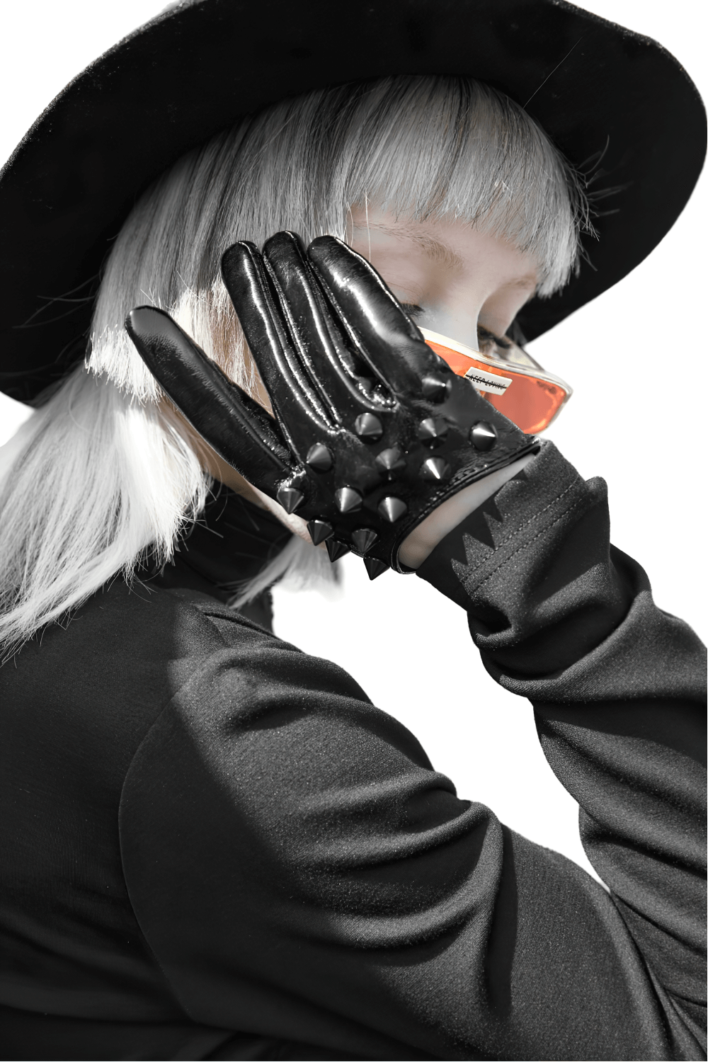 Elegant Chic Black Spiked Punk Half-Hand Gloves