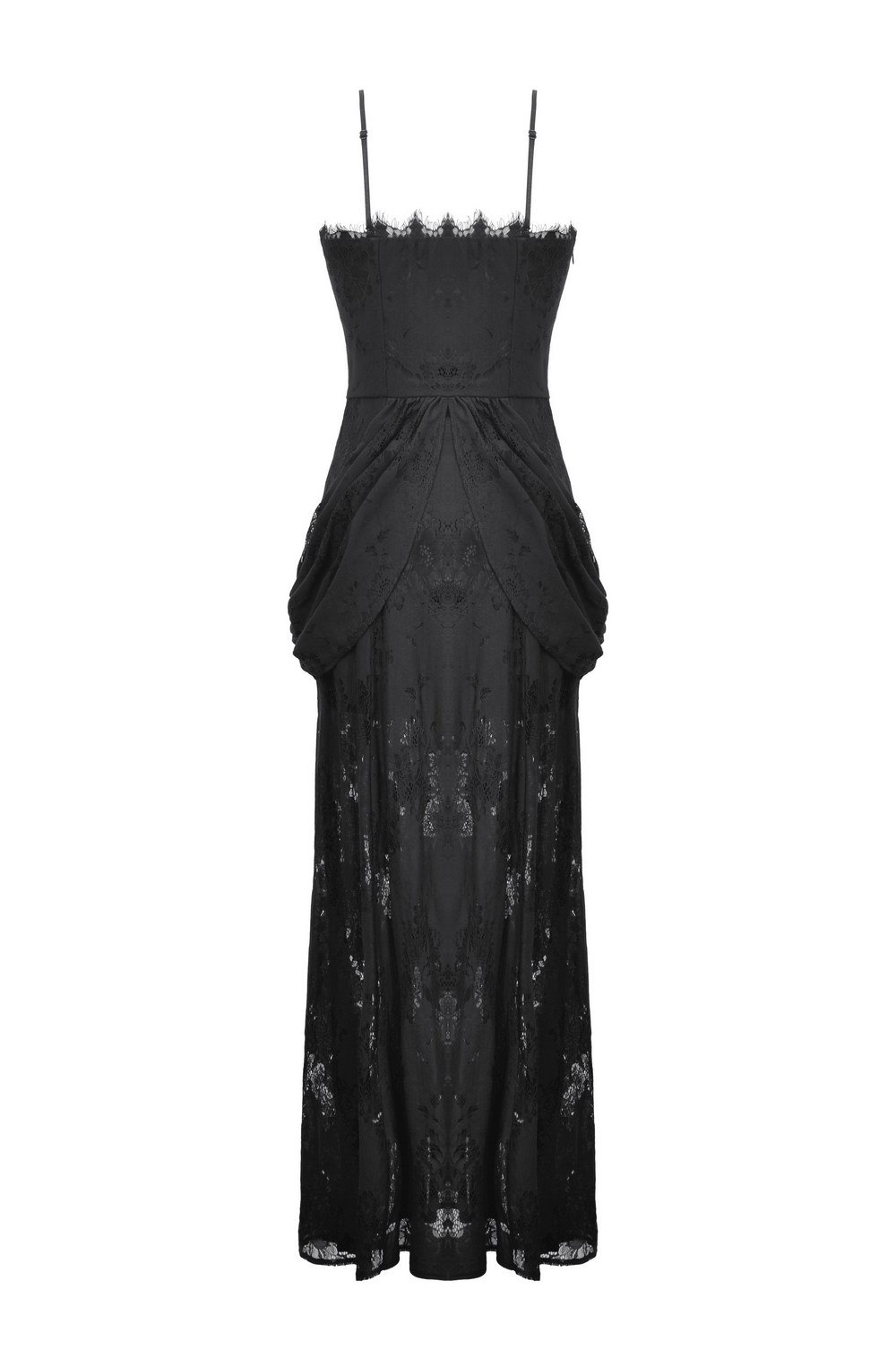 Gothic Lace Maxi Dress with Embroidered Bodice