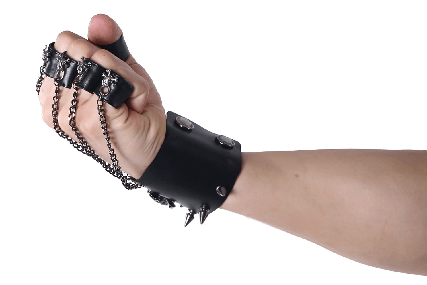 Male Gothic Skull PU Leather Cosplay Fingerless Gloves