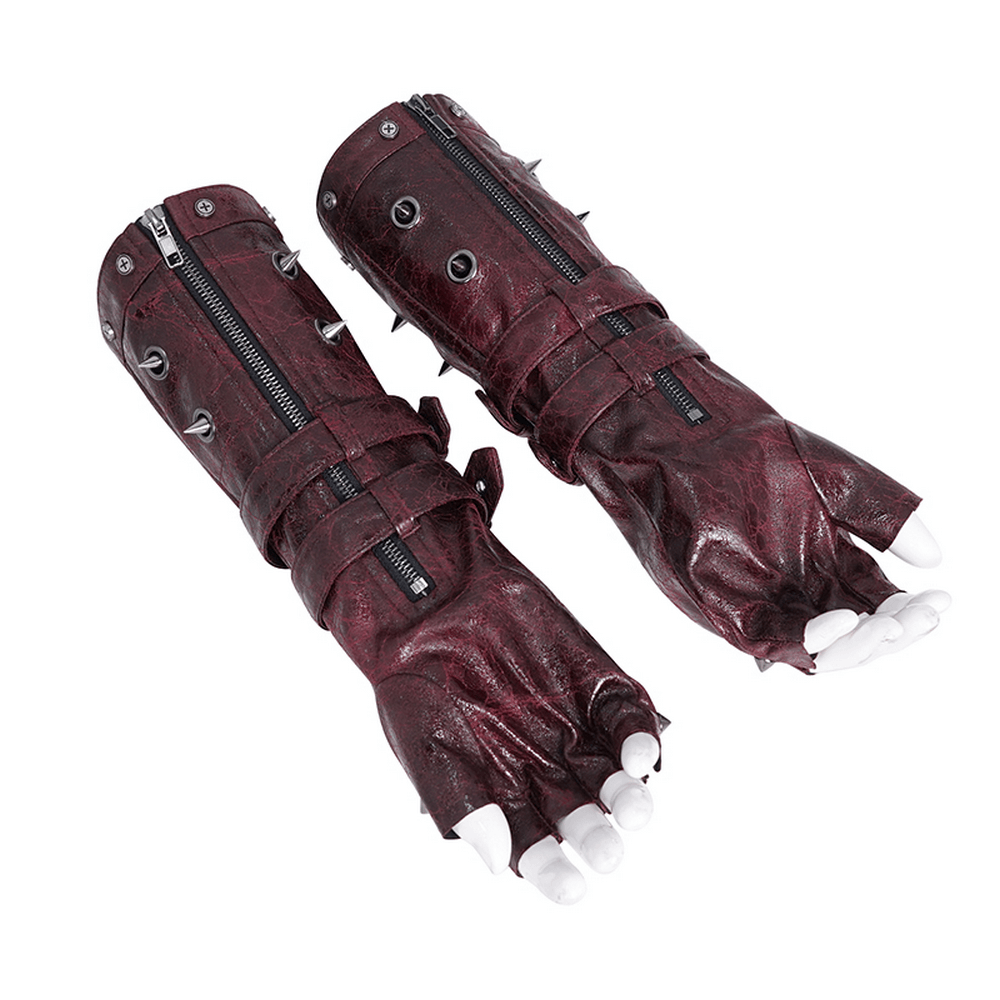 Men's Studded Steampunk Gloves with Metal Details