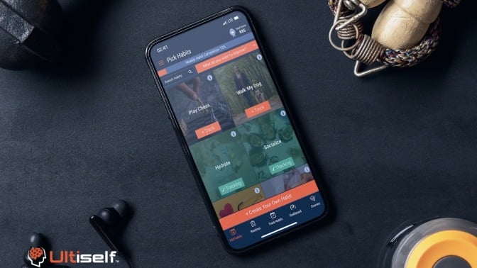 Ultiself Biohacker Routine Planner App on a phone.