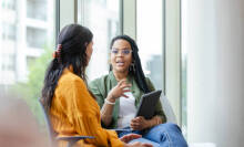 Women practicing French.