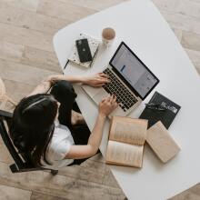 woman working at laptop