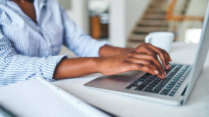 Person working on a laptop