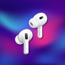 Apple AirPods Pro on abstract background 