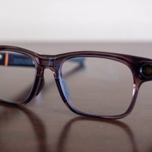 Glasses resting on a table.