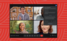 The Google Meet screen with four people in a meeting.