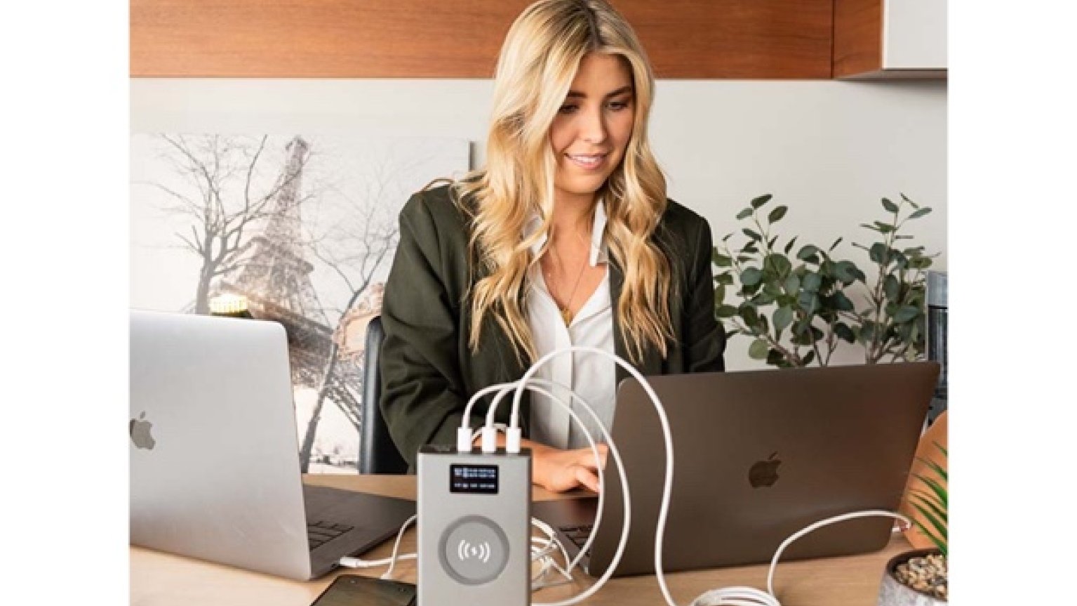 A women charging up her devices