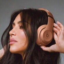 Kim kardashian wearing the beats studio pro headphones