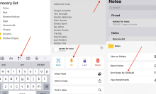 screenshots of notes app functions