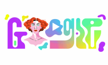 A Google Doodle honouring the artist Sophie, with an illustration of her embedded in the word "Google."