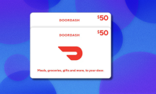 DoorDash eGift cards on blue and purple abstract background