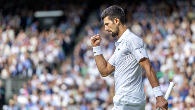 Novak Djokovic of Serbia reacts