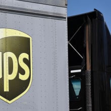 UPS logo on delivery truck