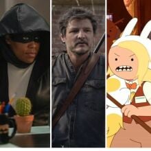 Images from HBO Max shows: "The Last of Us," "Watchmen," "The Landscapers," "I May Destroy You," and "Fionna and Cake."