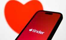 tinder on app with red heart background