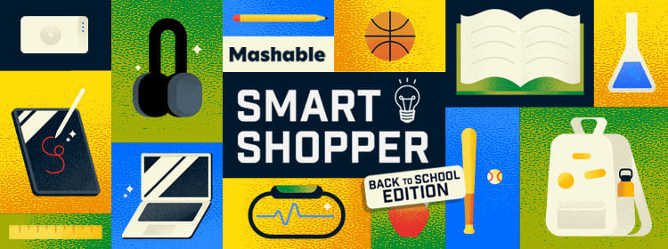 Illustration depicting various tech products for back to school and the words Mashable Smart Shopper