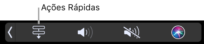 O botão Ações Rápidas no Control Strip da Touch Bar.