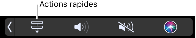 Le bouton Actions rapides dans la Control Strip de la Touch Bar.