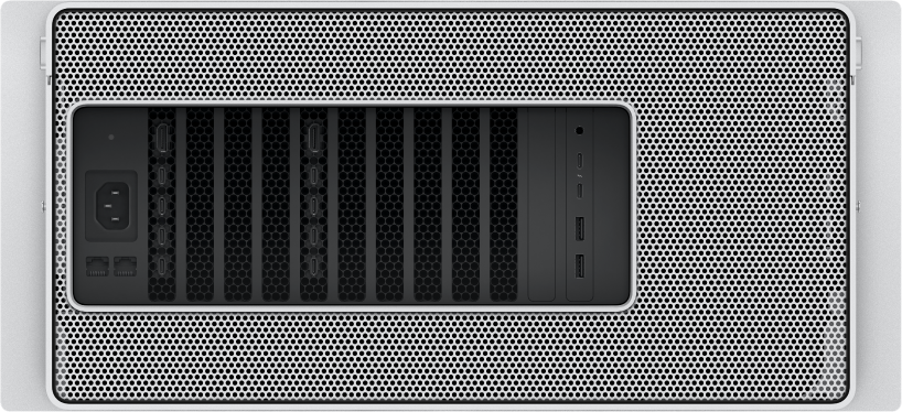 Up close view of Mac Pro ports and connectors.