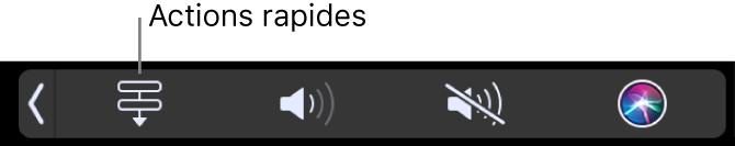 Le bouton Actions rapides dans la Control Strip de la Touch Bar.
