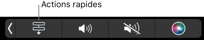 Le bouton Actions rapides dans la Control Strip de la Touch Bar.