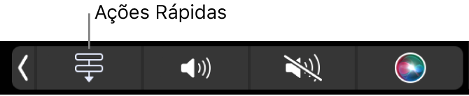 O botão Ações Rápidas no Control Strip da Touch Bar.