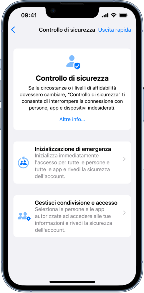 La schermata di “Controllo di sicurezza”.