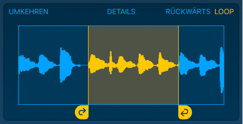 Das Audiomaterial zwischen den linken und rechten Aktivpunkten wird als Endlosschleife wiedergegeben.
