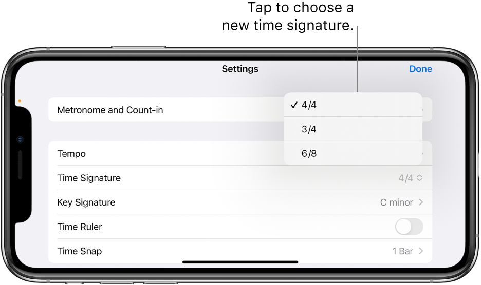 Time signature controls in Song settings