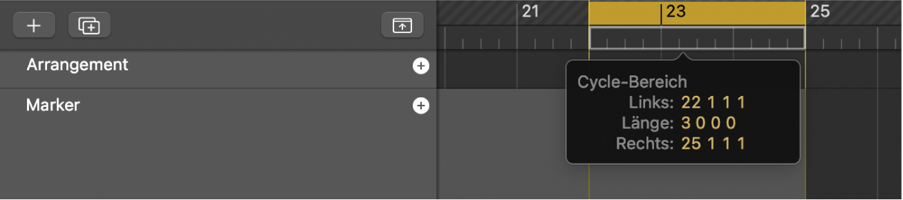 Abbildung. Verschieben des Cycle-Bereichs auf einen Marker