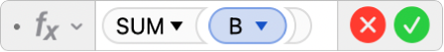 The Formula Editor showing the formula =SUM(B).