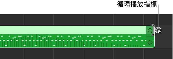 「循環樂段」指標顯示在區段的右側邊緣。