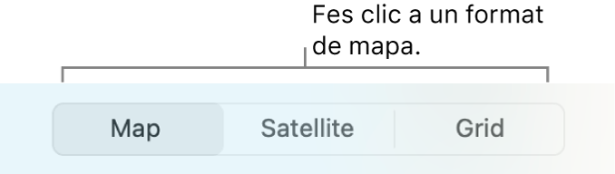 Els botons Mapa, Satèl·lit i Retícula.
