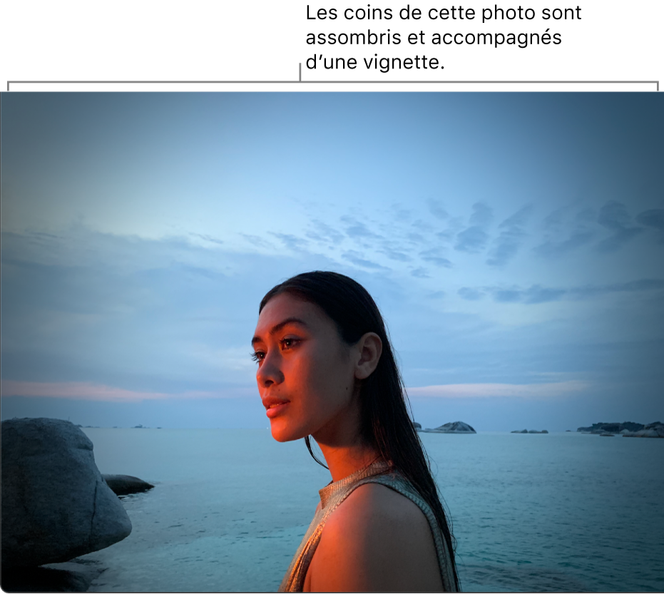 Une photo présentant un effet de vignettage, avec des bords obscurcis.