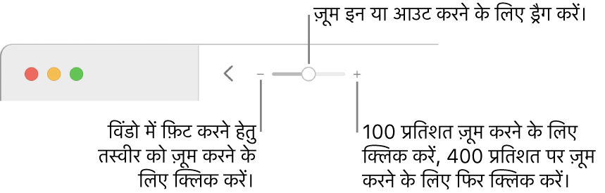 ज़ूम कंट्रोल दिखाता हुआ टूलबार।