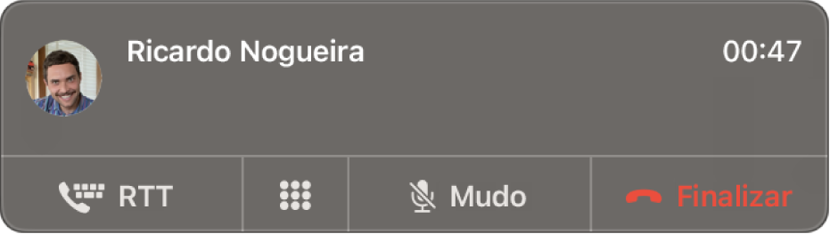 Uma notificação de uma ligação RTT.