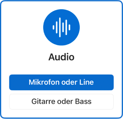 Abbildung. Auswählen eines Audiosymbols im Dialogfenster „Neue Spuren“